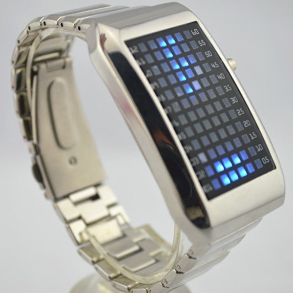 High quality men's stainless steel led watch 