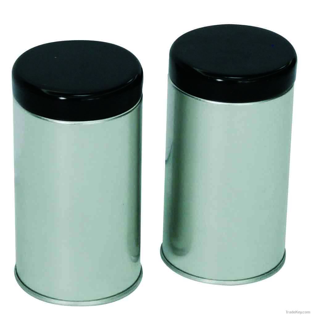 Round tea can with plastic lid