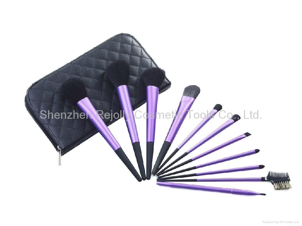 Cosmetic Brush Set - 11 pcs with Leather Pouch  LJLBP-002