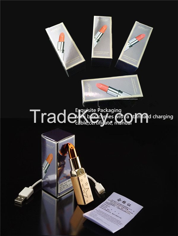Female USB rechargeable metal windproof lipstick lighter