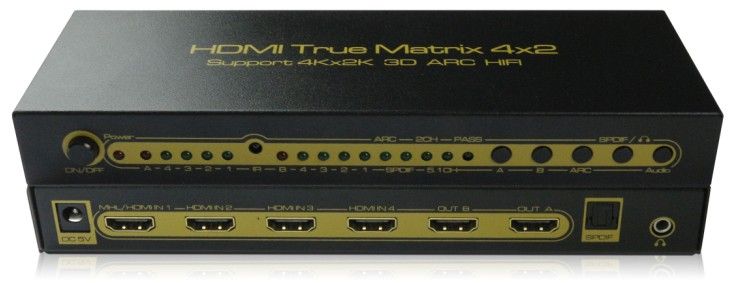 4kx2k HDMI 4x2 Matrix with extra audio output