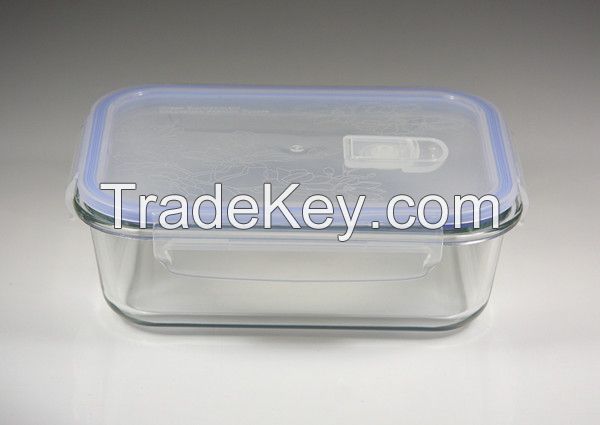 Glass Rectangular food Storage Container with PP Lid