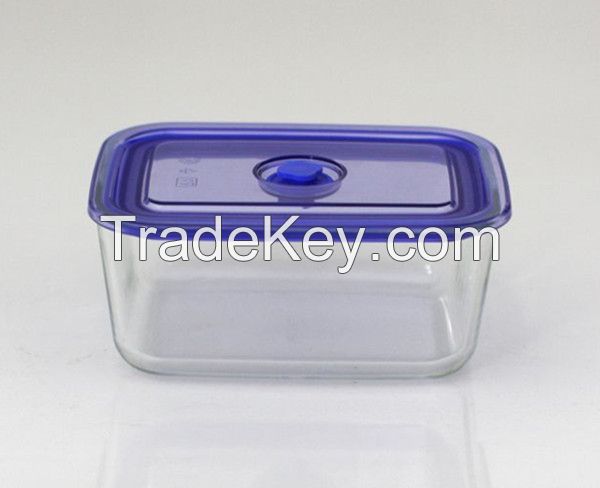 Glass Rectangular food Storage Container with PP Lid