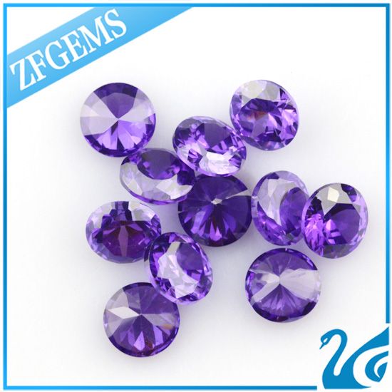 wuzhou gems supplier favorable price round shape Violet machine cut cz