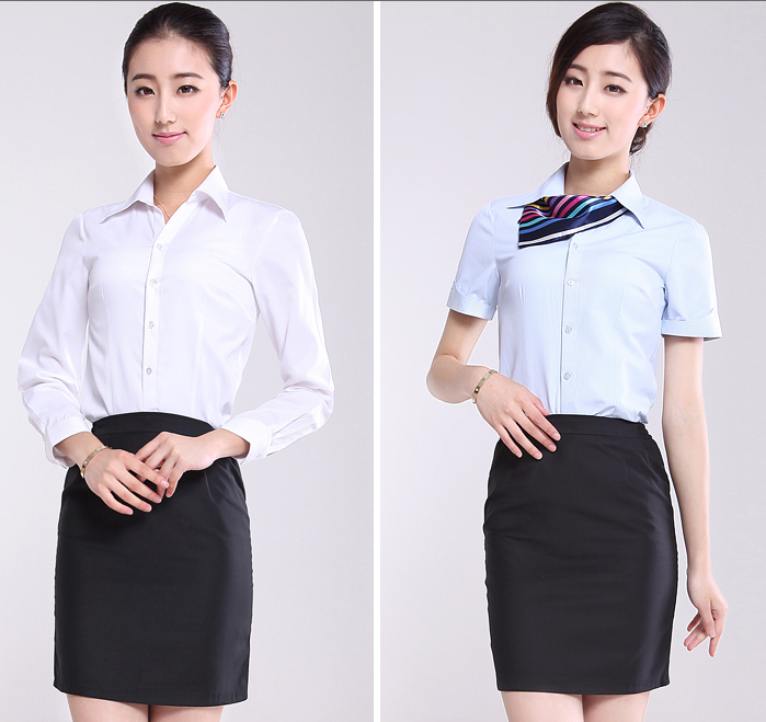 Fashion cotton Long sleeve,V collar type dress shirts for business Lady