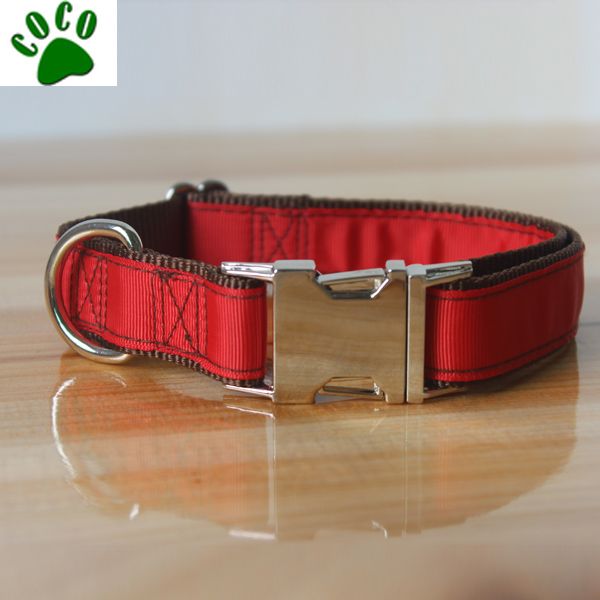 Customized Red Dog Collars With metal buckle