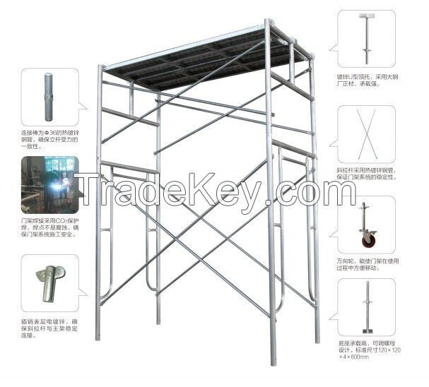Tubular steel frame scaffolding