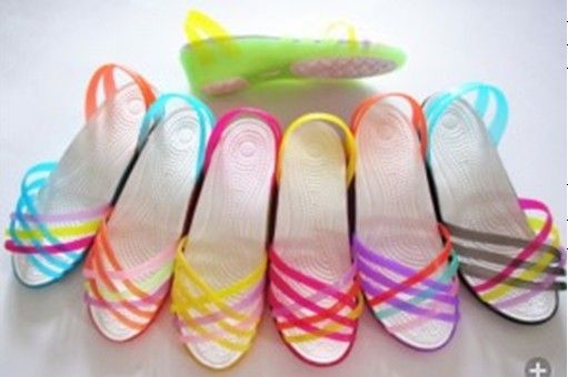 PVC jelly hot fashion rainbow lady high heel shoe lady sandal