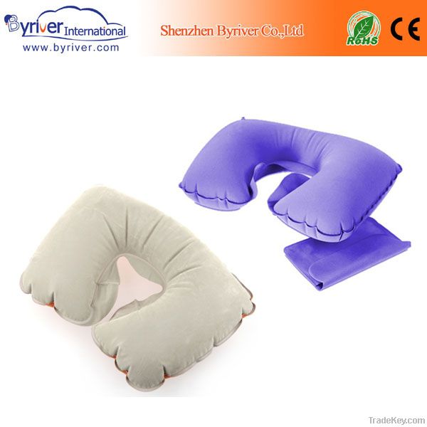 inflatable flocked beach/jumping/water neck pillow head rest cushion