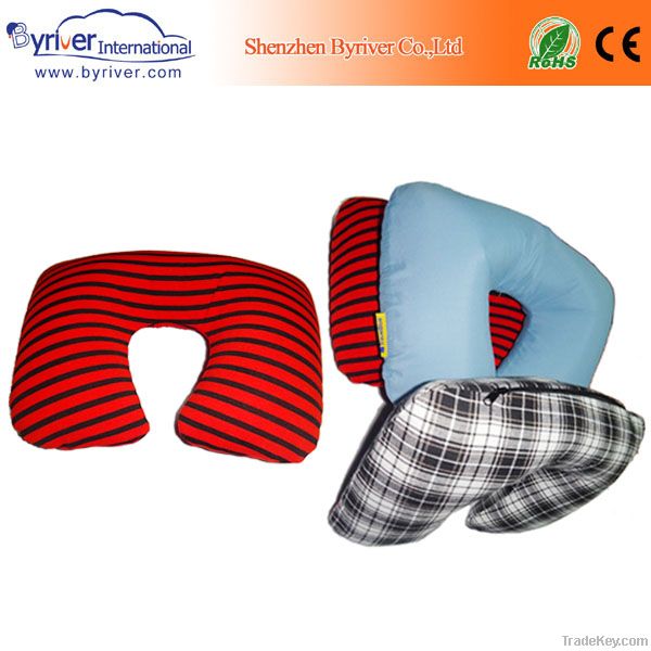 inflatable flocked beach/jumping/water neck pillow head rest cushion