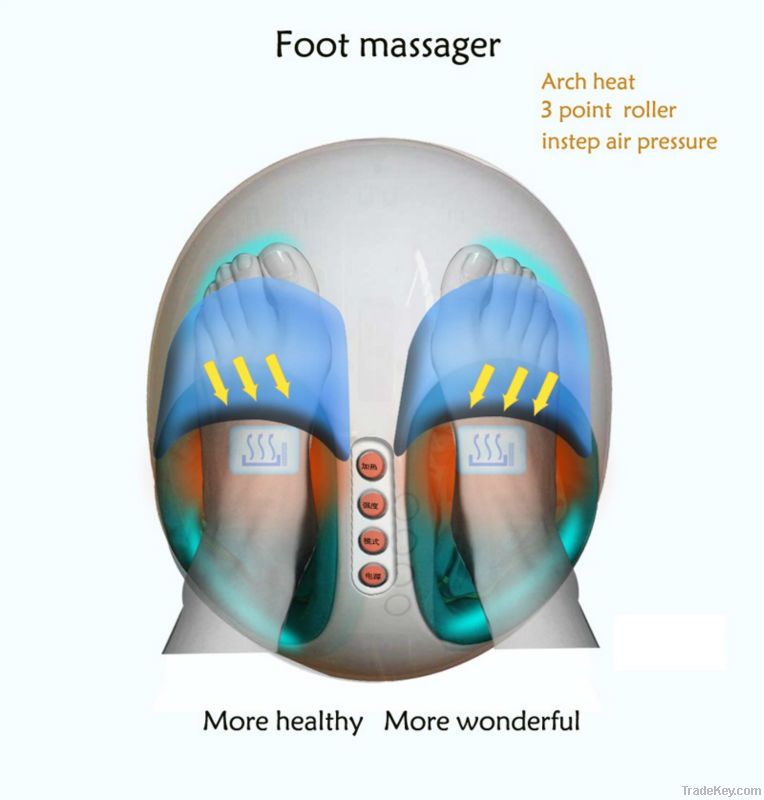 3D infrared heating airbag rolling shiatsu foot massager