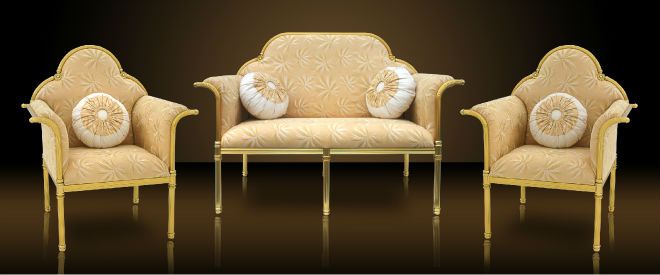 Royal Golden Aluminium Frame Luxury Classic Design Arabian Style Elegant Living Room Home Furniture Sofa Malaysia
