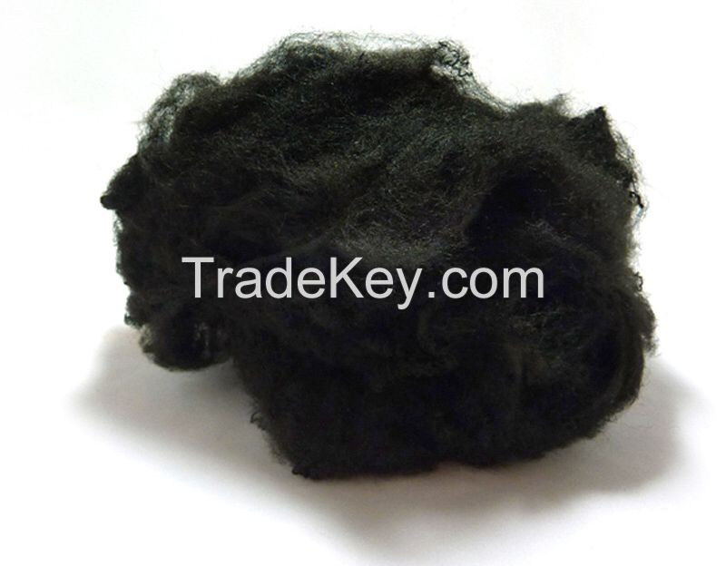 Super black recycled polyester staple fiber