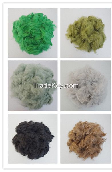 Colored dope dyed polyester staple fiber