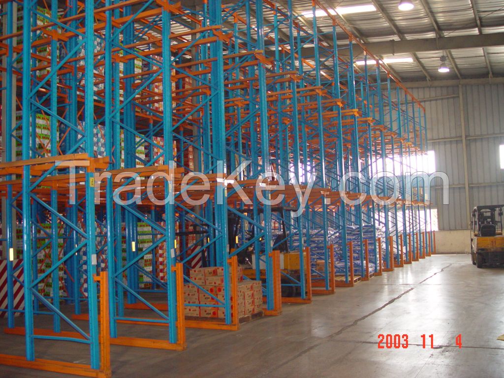 Drive-in and Drive-out Warehouse Storage Rack System