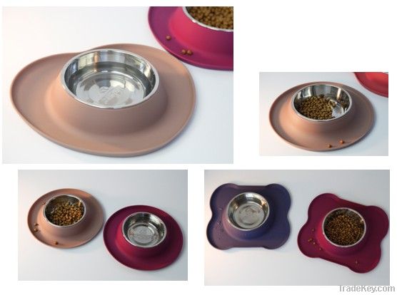 Silicone pet double bowl