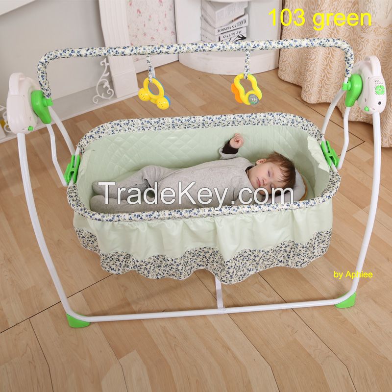 Metal Frame Cotton Fabric Auto Baby Rocker Swing Bed Baby Cradle