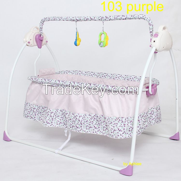 Metal frame cotton fabric auto baby rocker swing bed baby cradle cot bed electric baby bassinet crib wholesale China