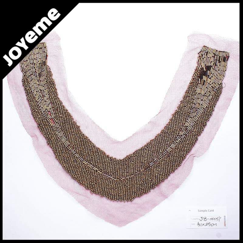 golden fashion beaded necklines for garments JCB-00057
