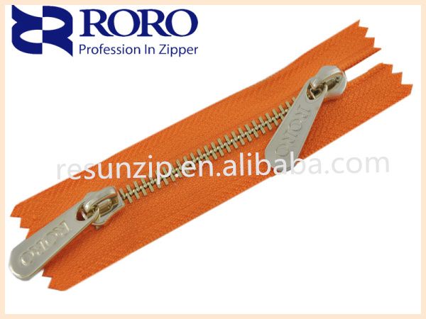 RORO2014 5# gold Y teeth double slider zipper