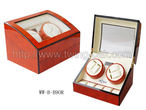 WW-B-B9ORM Best finish mahogany wooden watch winder box for 4+5 storage wholesale