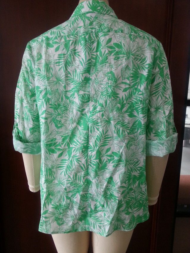 LADIES' 100% LINEN MIAMI SOCIAL PRINT PLUS SIZE SHIRT