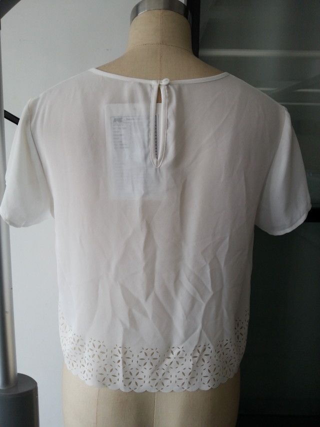 LADIES' 100% POLYESTER LASER EMBROIDERED SHORT SLEEVE TOP