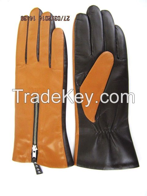 leather glove with zipper