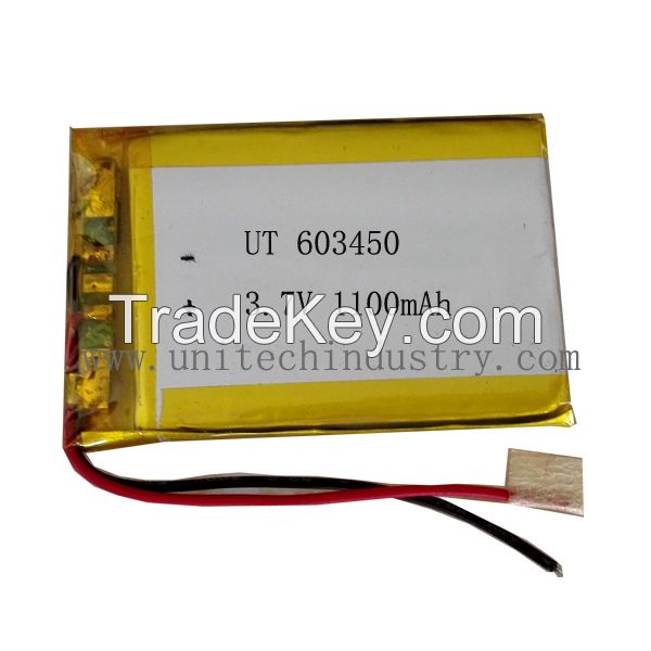 Lipo battery 603450 1100mAh 3.7V li-polymer battery/unitech energy system ltd