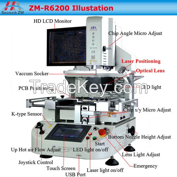 zhuomao bga rework station ZM-R6200, bga machine laptop repair machine and motherboard repair machine, also for ps3 gpu Rework