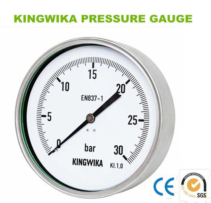 glyserine/silicon oil filled pressure gauge with back connection