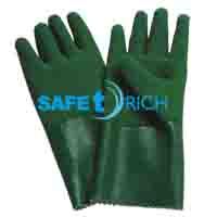 An extremely flexible glove in natural green latex