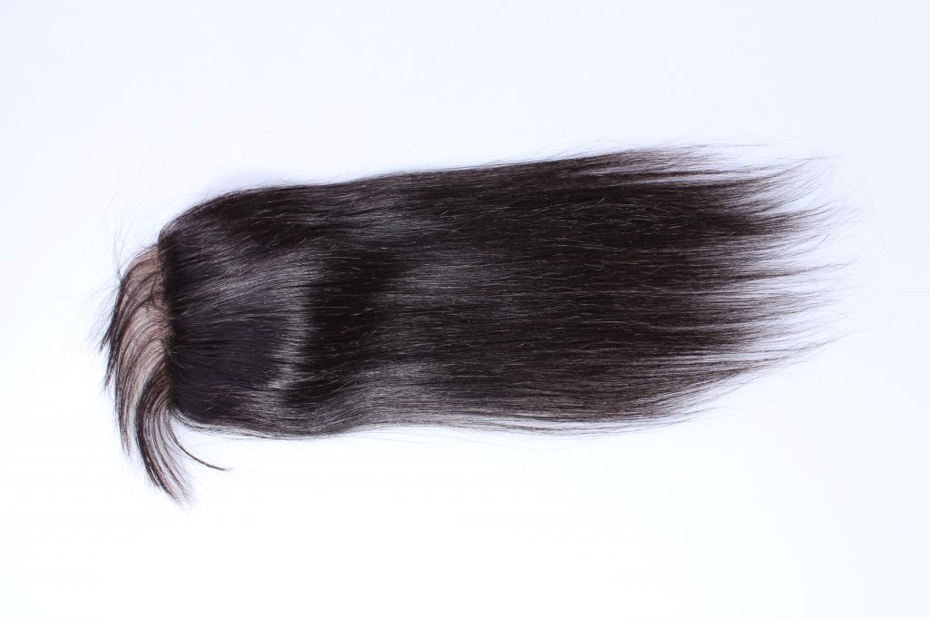 unprocessed human hair top lace closure4*4  silky straight