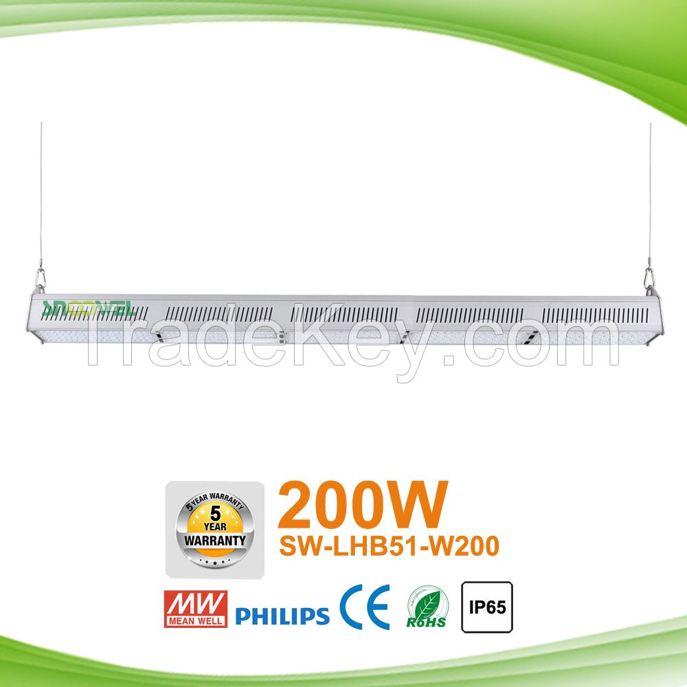 200W 120lm/w 5 years warranty high brightness LED linear high bay lights