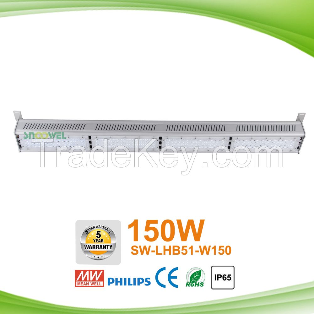 2016 Factory price 150W 130lm/w LED linear high bay light with Mean Well