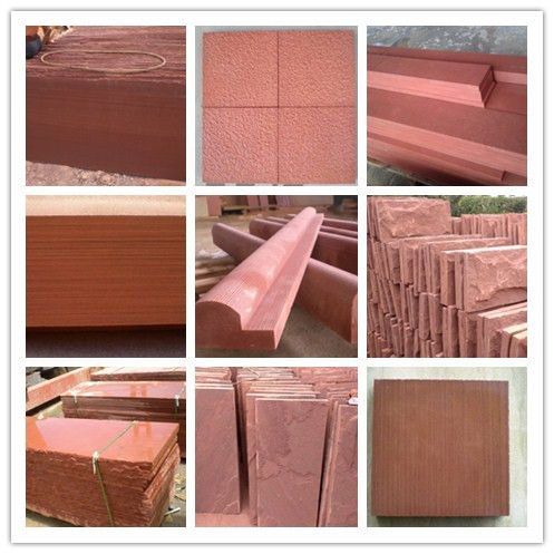 beige/yellow/white/black/green/grey/red sandstone factory tiles from China 