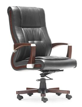 Leather Office Chair, wooden Armests and Leg,in Promotion Now