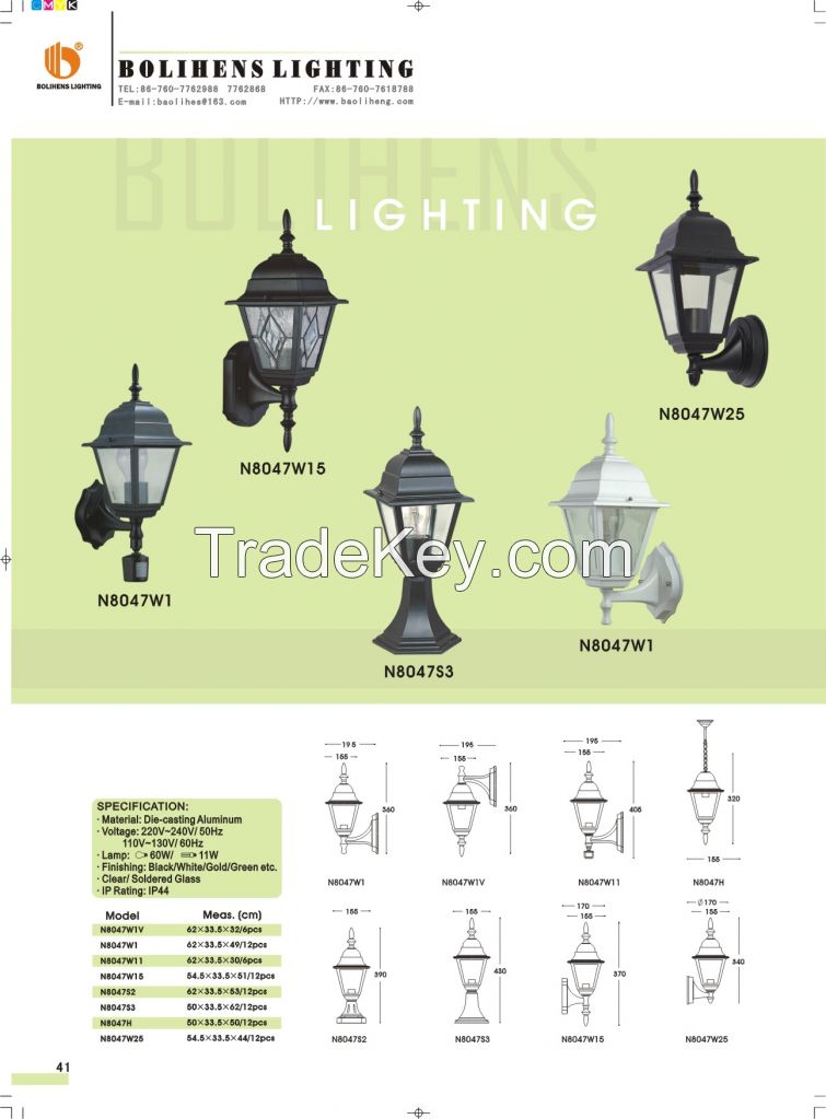 Cast aluminum residential antique modern outdoor LED wall lamp