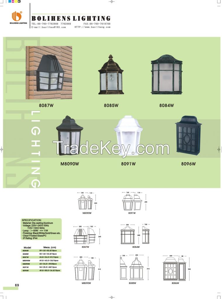 Cast aluminum residential antique modern outdoor LED wall lamp