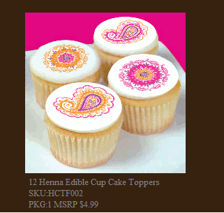 Henna Edible Cup Cake Toppers