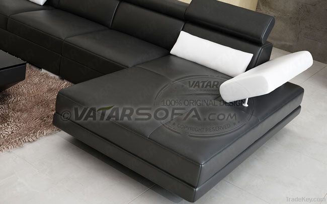 D3311C Black and white contemporary leather sofa