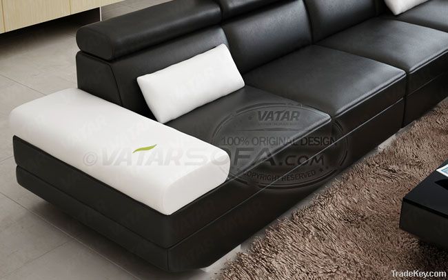 D3311C Black and white contemporary leather sofa