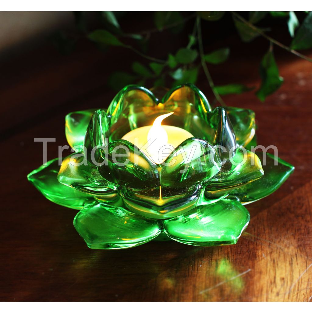 Home Impressions Colorful Lotus Glass Candle Holder Tealight candlesticks Party