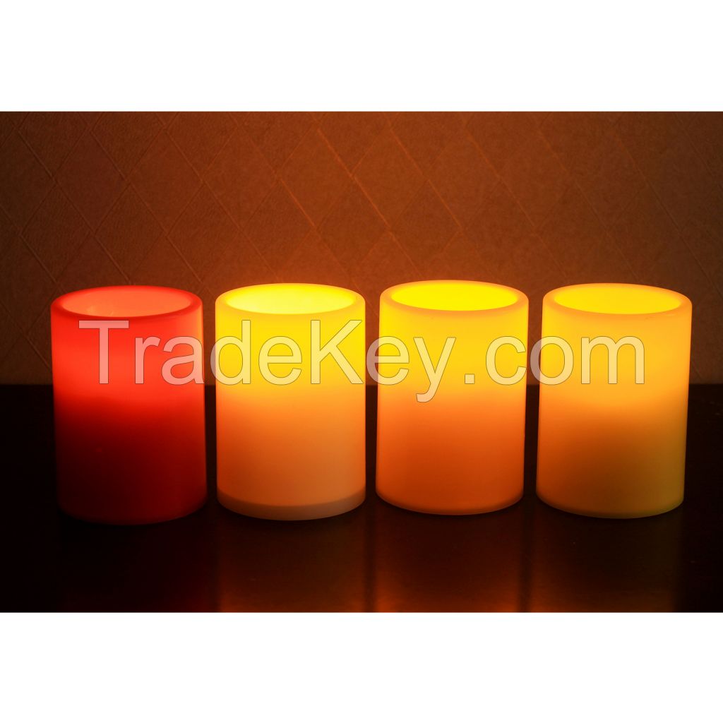 Home Impressions 3 x 4&quot; Colorful Plastic Flameless Led Candle with Timer Pillar