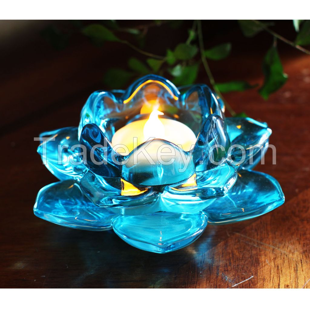 Home Impressions Colorful Lotus Glass Candle Holder Tealight candlesticks Party