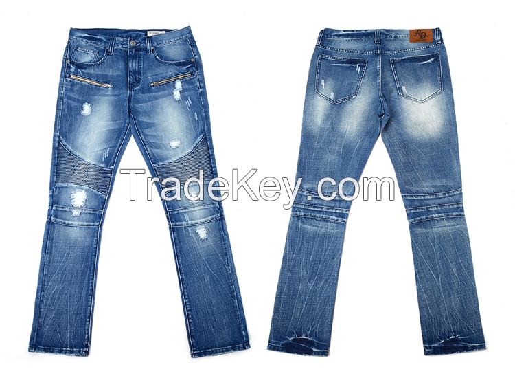 men moto biker jean