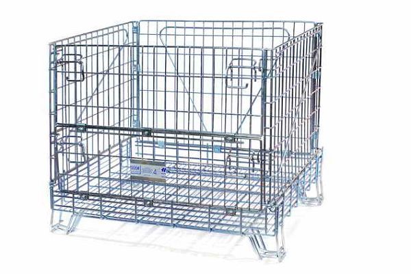 foldable stackable collapsible storage wire mesh container