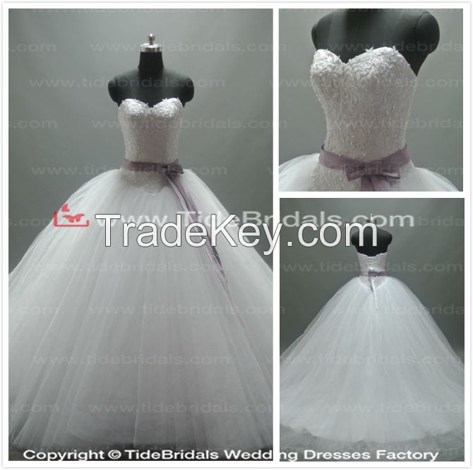 Ball gown Strapless sweetheart Lace Chapel Train Party Wedding Dress Bridal Gown (AS4101)