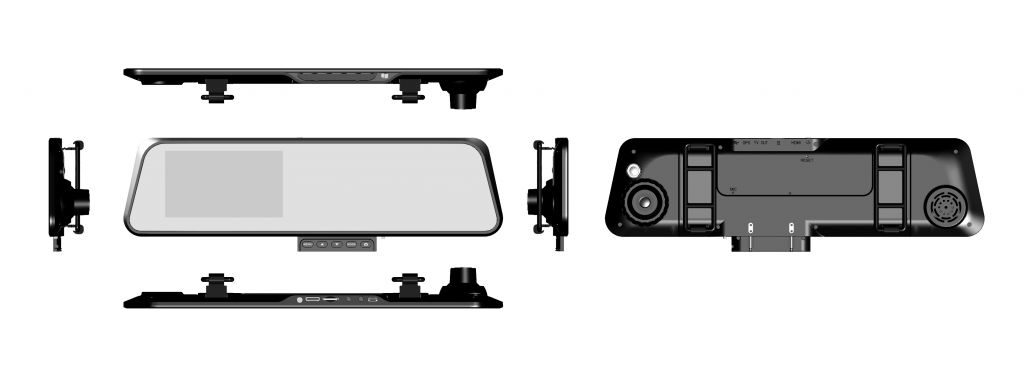 Low cost good quality dual camera rearview mirror car dvr, white mirror or blue mirror is available for you