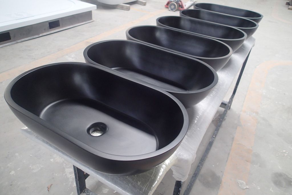 KKR Brand New Black Bathtub Freestanding Oval Stand Alone Acrylic Solid Surface Bath Tub 